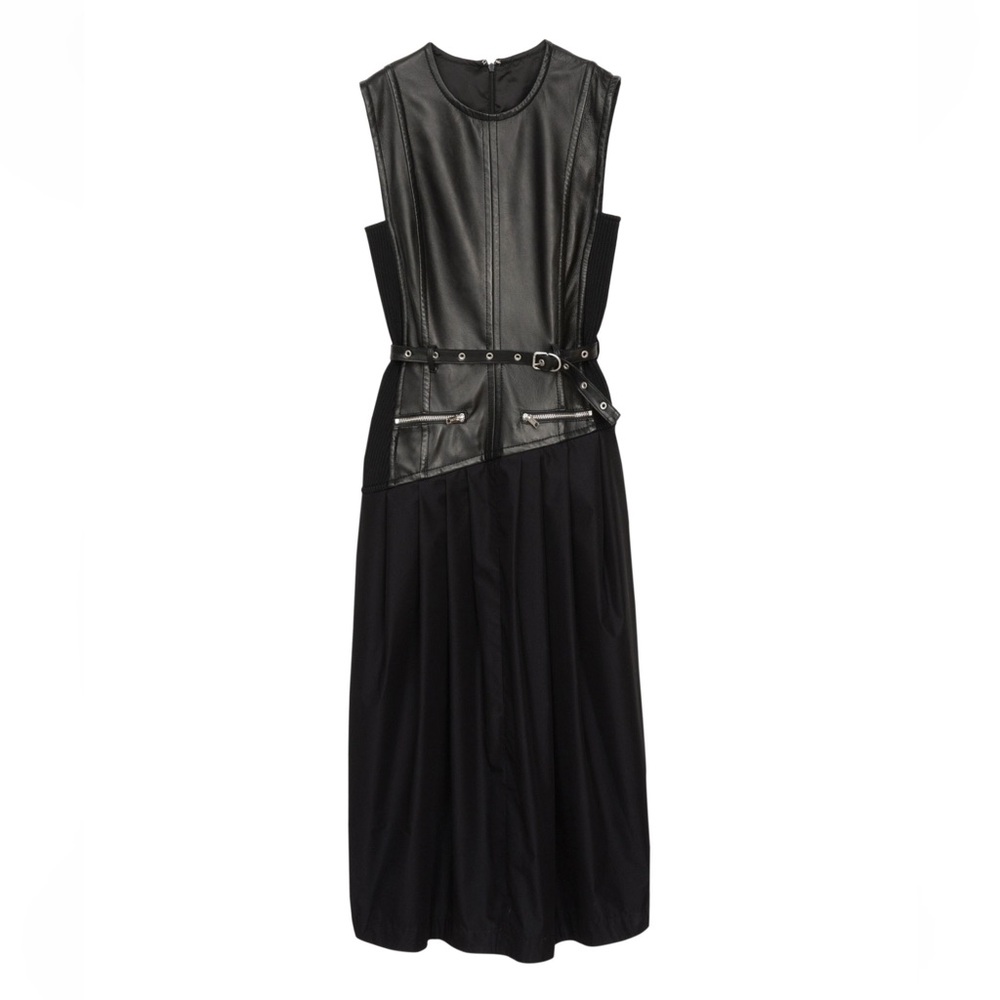3.1 Phillip Lim Leather Pleated Midi Dress